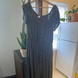 Short sleeve olive green dress